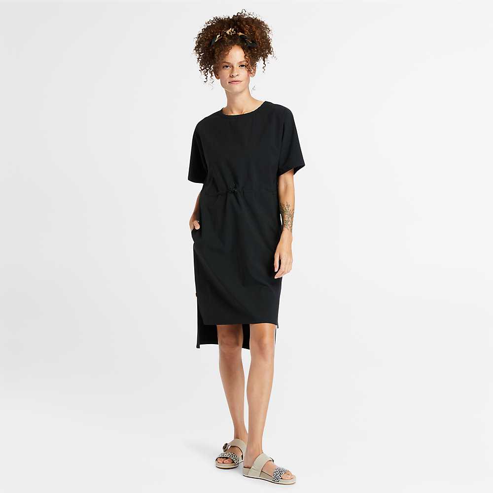 Women\'s Timberland Drawstring Dress Black | UAE-1587963