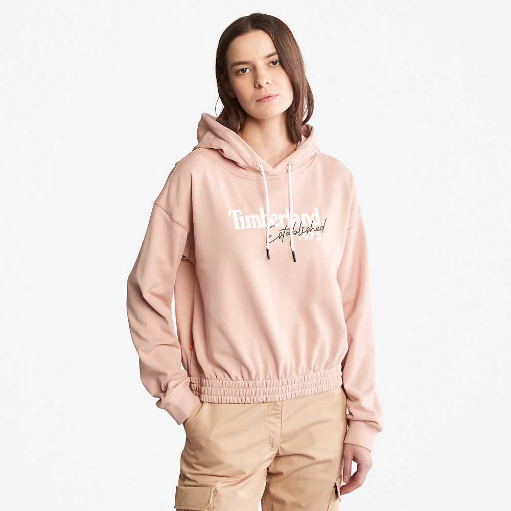 Women\'s Timberland Established 1973 Hoodie Pink | UAE-6427159