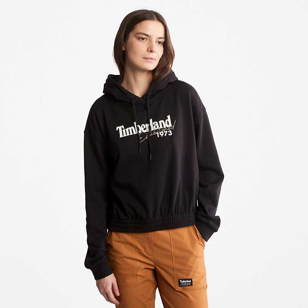 Women\'s Timberland Established 1973 Hoodie Black | UAE-8952314