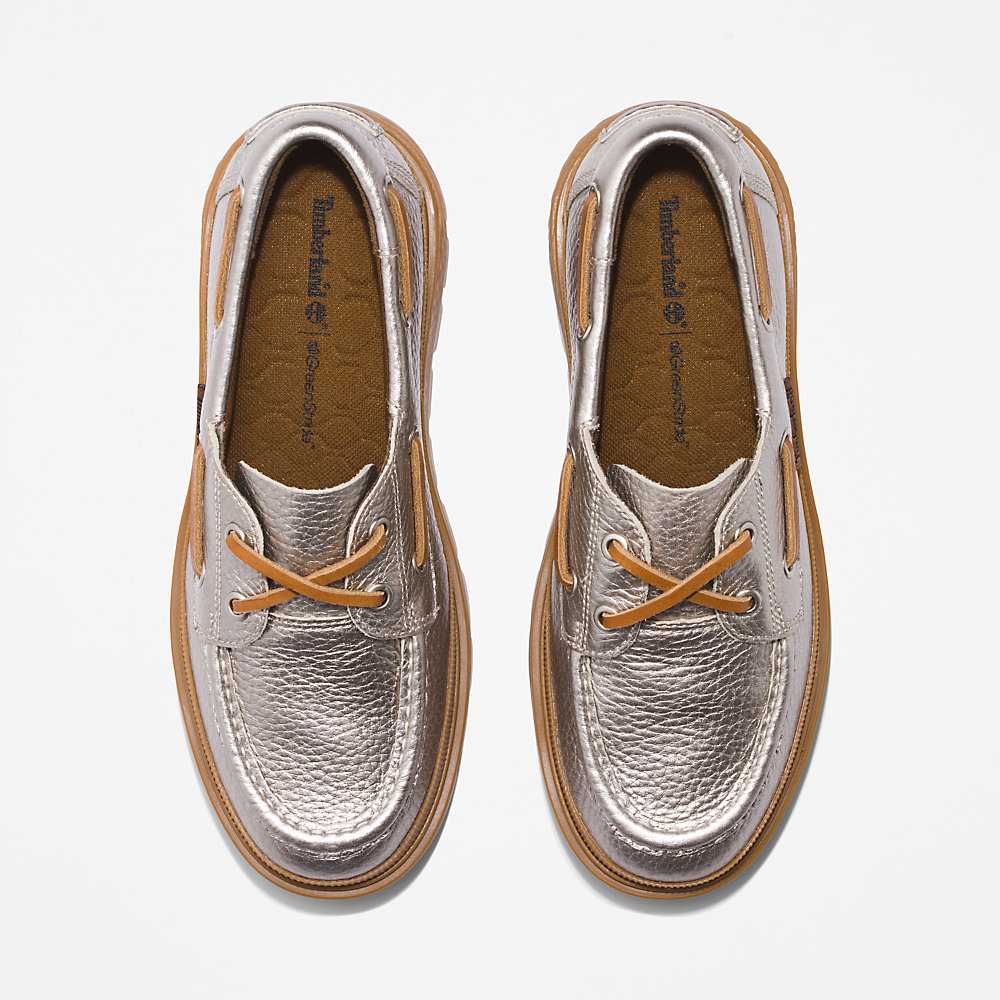 Women's Timberland GreenStride™ Boat Shoes Silver | UAE-6537814