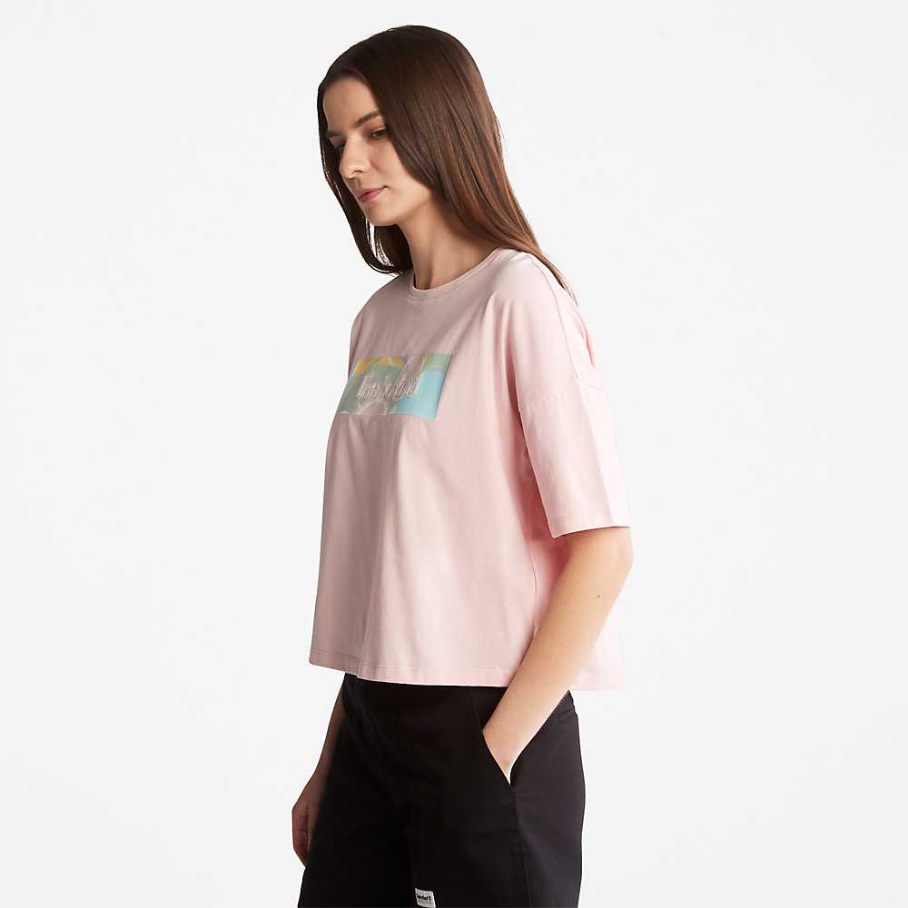 Women's Timberland Pastel T Shirts Pink | UAE-5641982