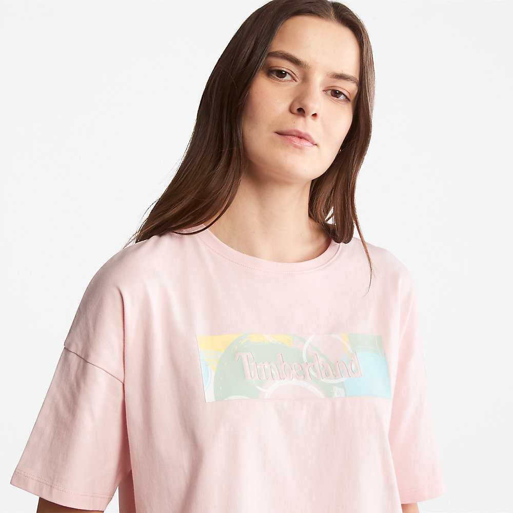 Women's Timberland Pastel T Shirts Pink | UAE-5641982