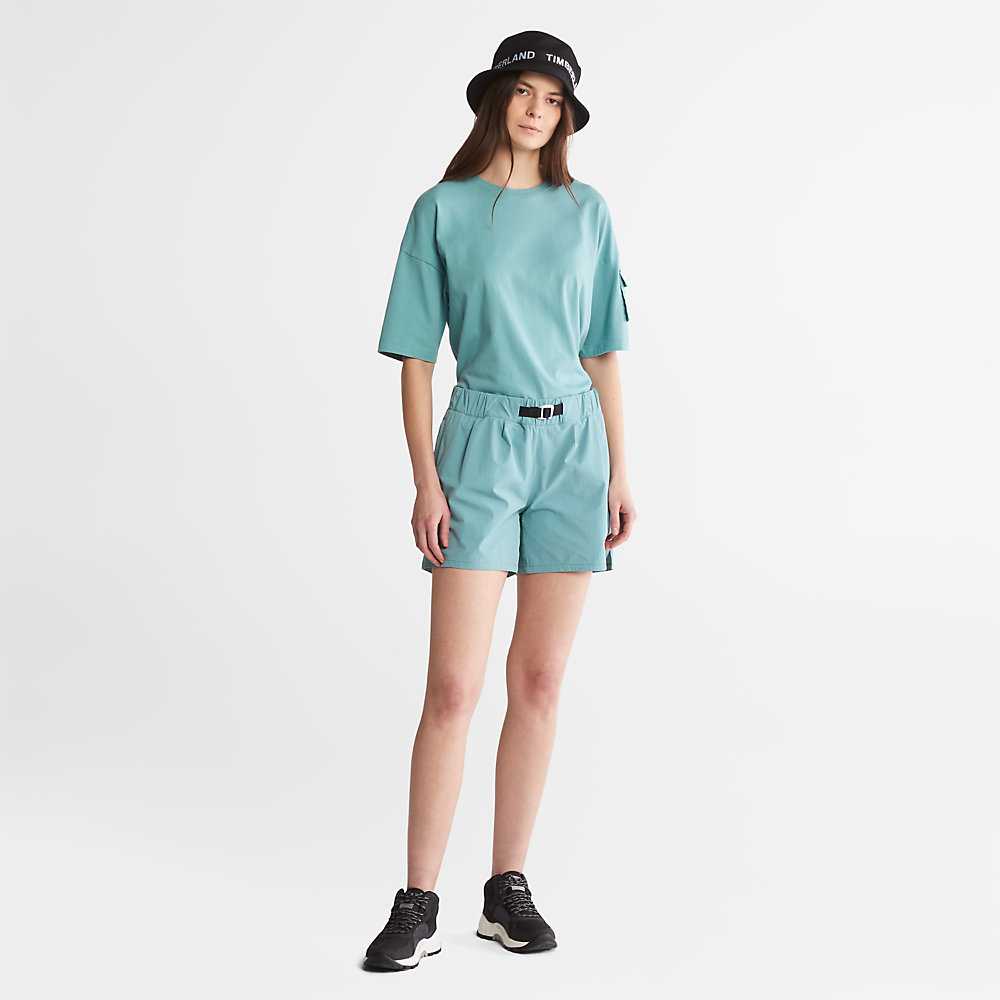 Women's Timberland Progressive Utility T Shirts Turquoise | UAE-5968370