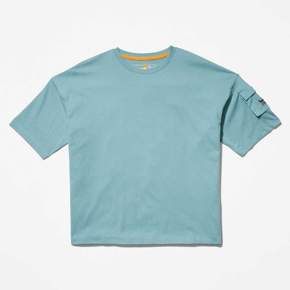 Women's Timberland Progressive Utility T Shirts Turquoise | UAE-5968370