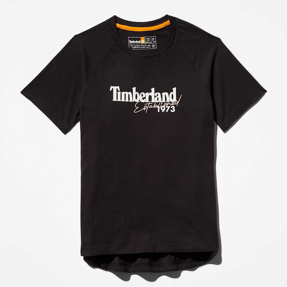 Women's Timberland Raglan-sleeve Logo T Shirts Black | UAE-5182639