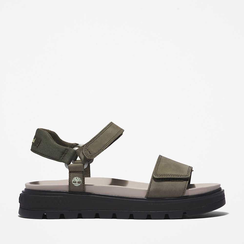 Women\'s Timberland Ray City Sandals Dark Green | UAE-9762384