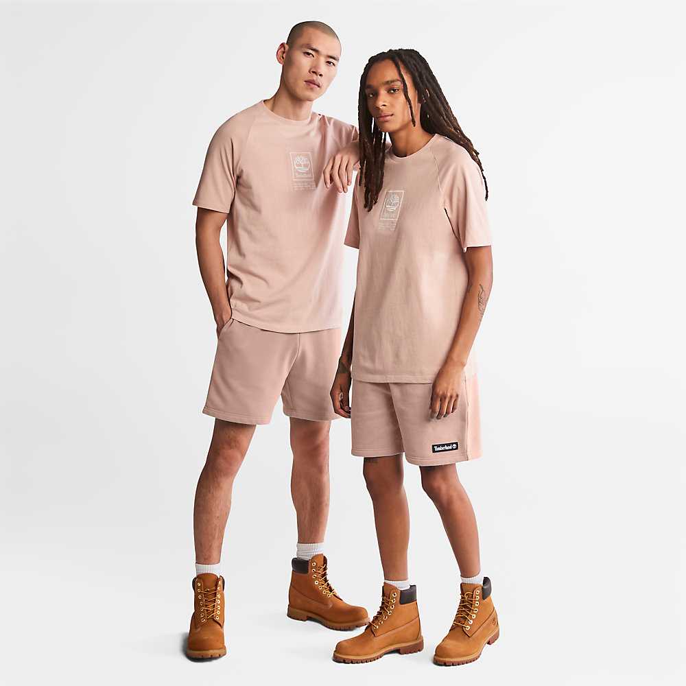 Women's Timberland Stack Logo T Shirts Pink | UAE-1205643