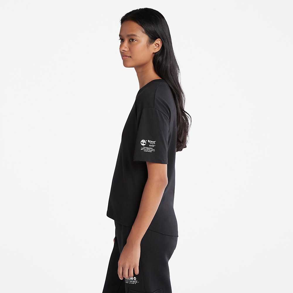 Women's Timberland Tencel™ x Refibra™ T Shirts Black | UAE-4582016