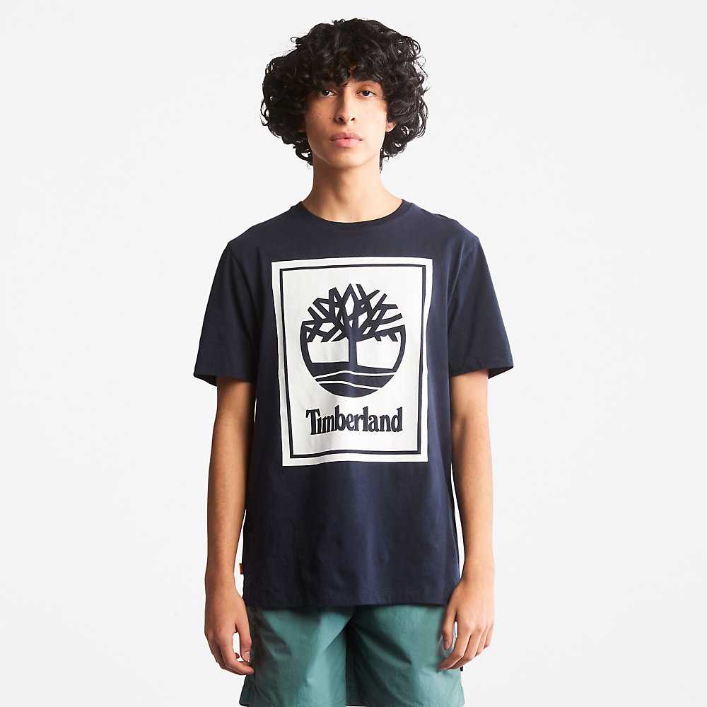 Women's Timberland Tree Logo T Shirts Dark Blue | UAE-7490523