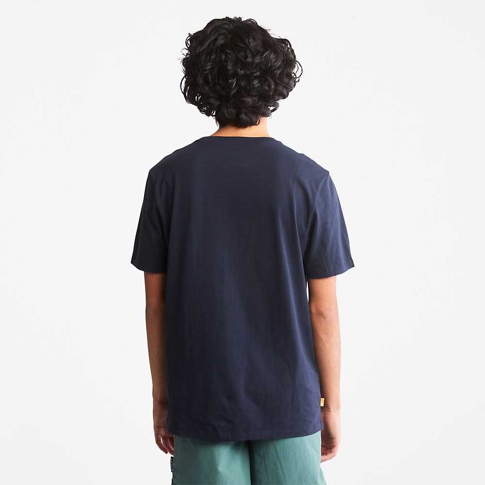 Women's Timberland Tree Logo T Shirts Dark Blue | UAE-7490523