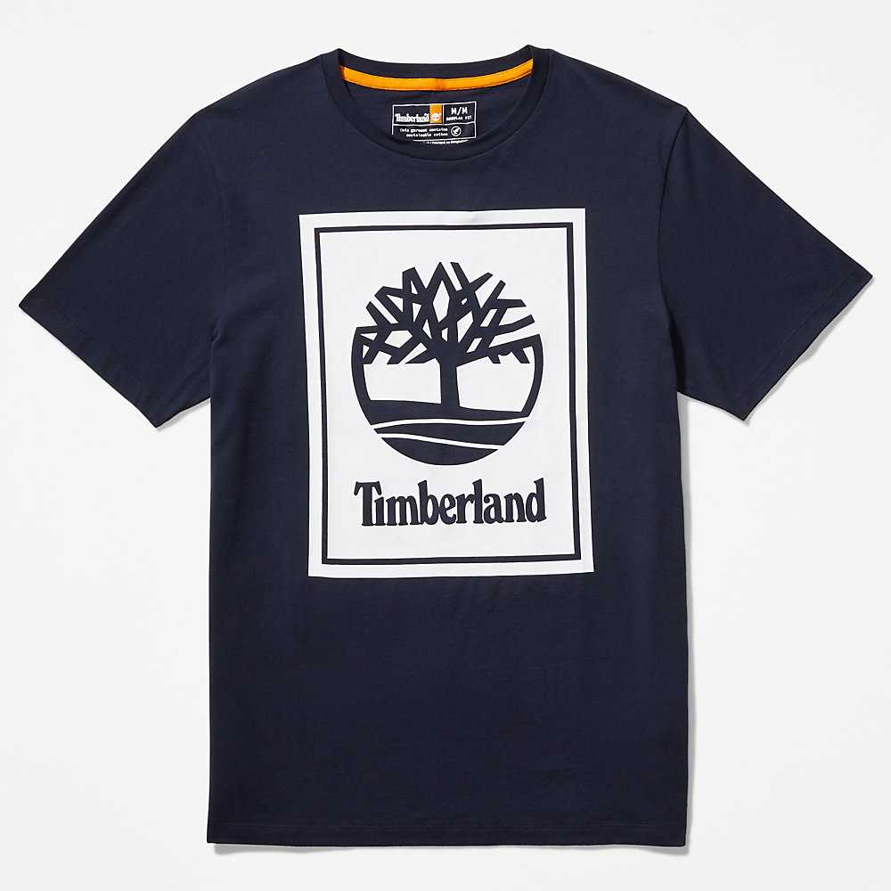 Women's Timberland Tree Logo T Shirts Dark Blue | UAE-7490523