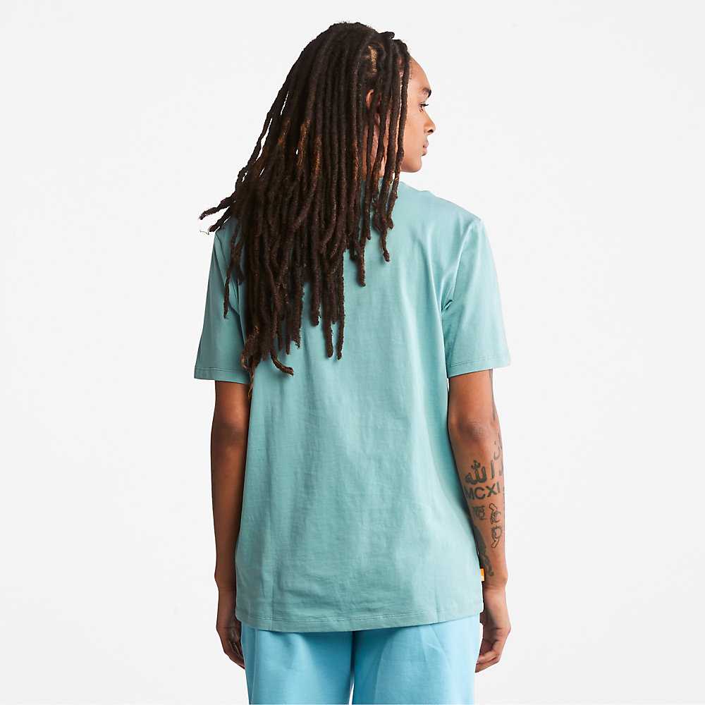 Women's Timberland Tree Logo T Shirts Light Blue | UAE-3680295