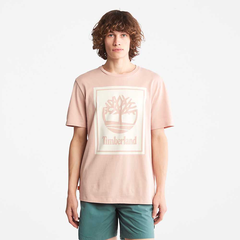 Women's Timberland Tree Logo T Shirts Pink | UAE-5879206