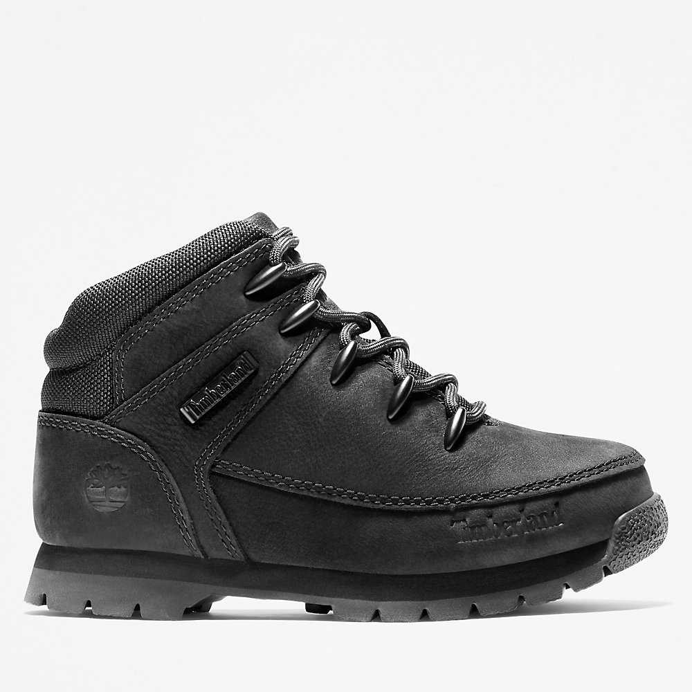 Kids' Timberland Euro Sprint Mid Hiking Boots Black | UAE-4219545