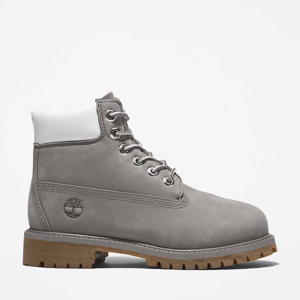 Kids' Timberland Premium® 6 Inch Waterproof Boots Grey | UAE-4219585