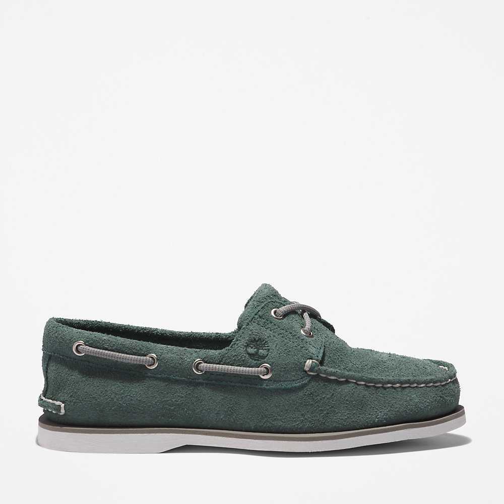 Men's Timberland 2-Eye Classic Boat Shoes Turquoise | UAE-0195364