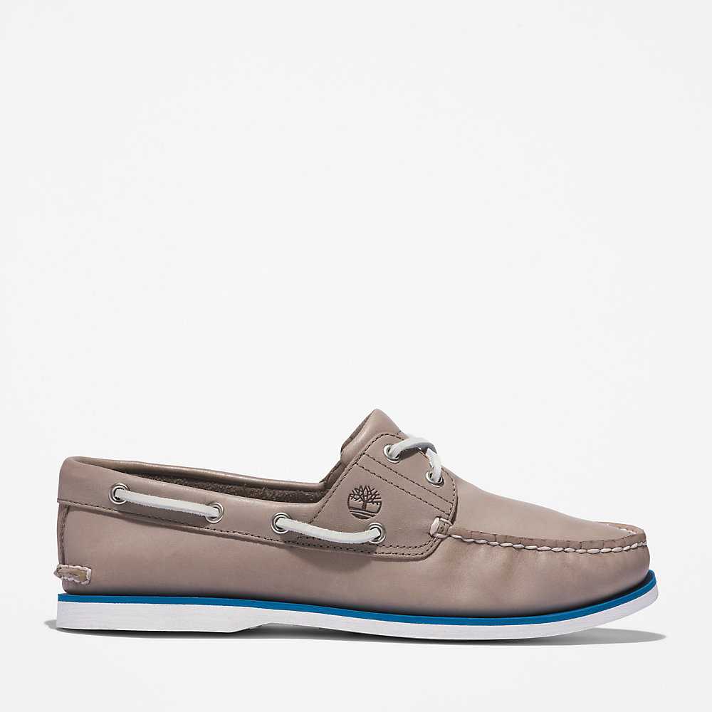 Men's Timberland 2-Eye Classic Boat Shoes Grey | UAE-0579316