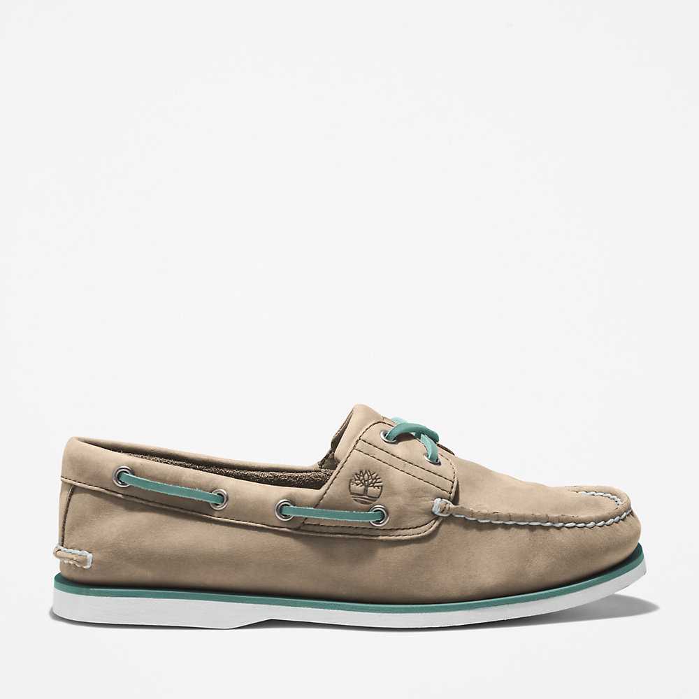 Men's Timberland 2-Eye Classic Boat Shoes Beige | UAE-4783905