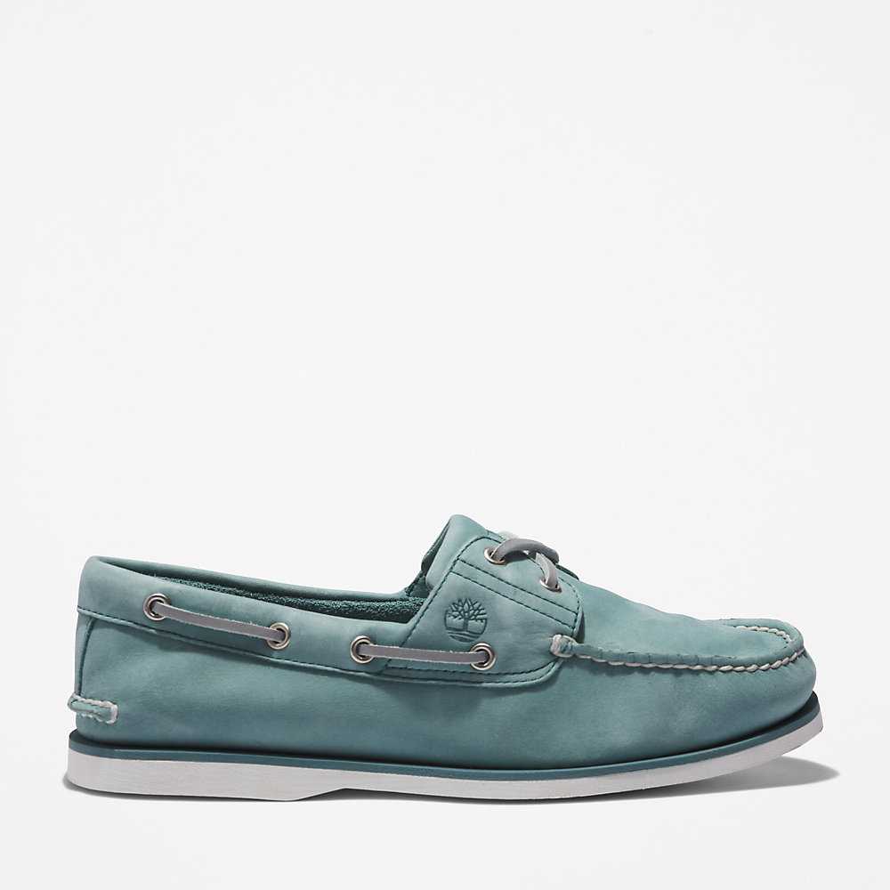 Men's Timberland 2-Eye Classic Boat Shoes Light Blue | UAE-8517026