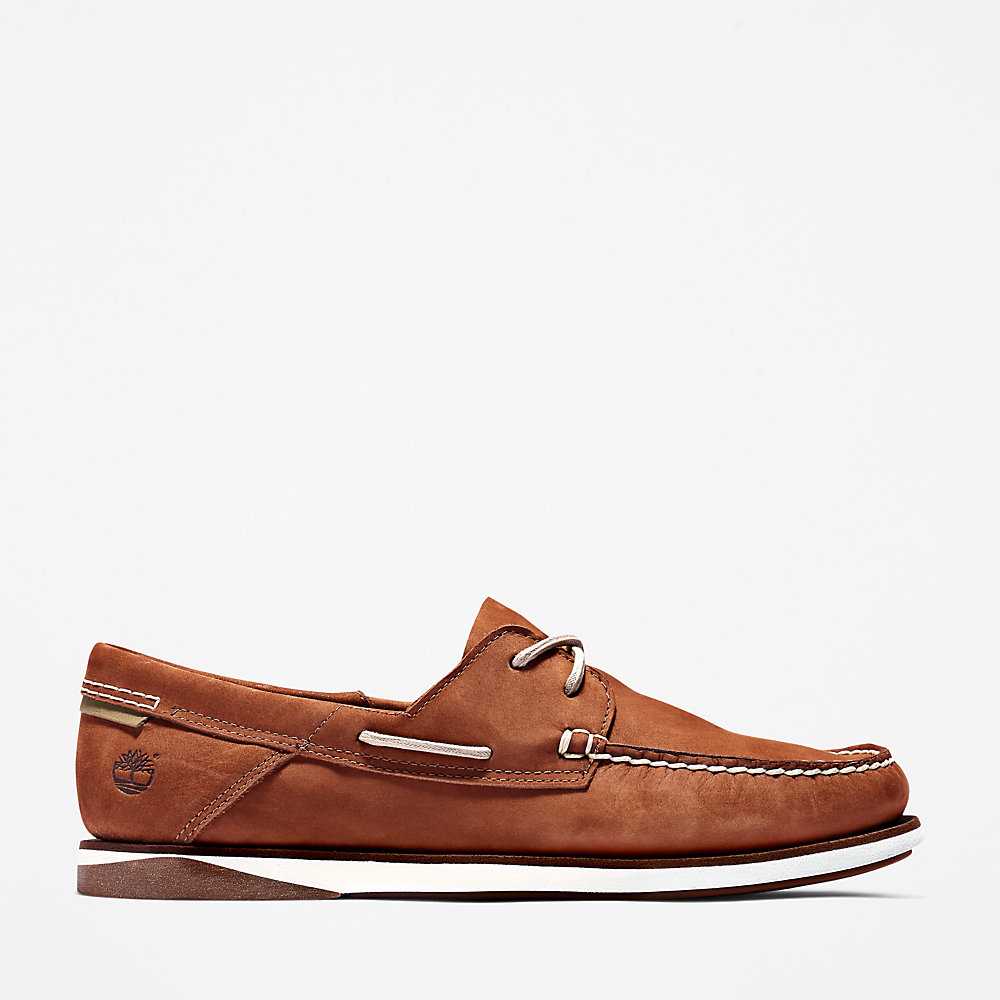 Men's Timberland Atlantis Break Boat Shoes Brown | UAE-8371465