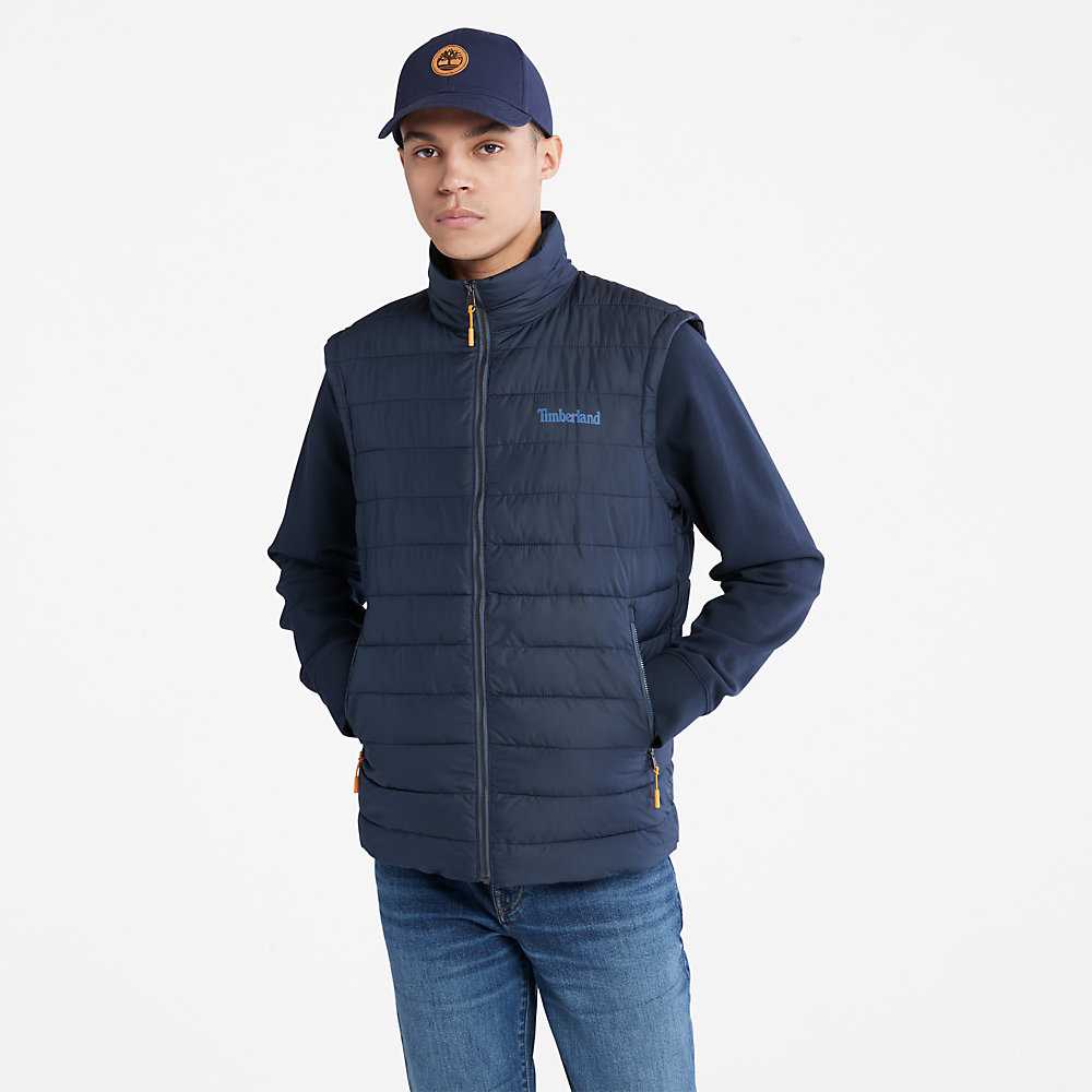 Men's Timberland Axis Peak Vest Dark Blue | UAE-0584219