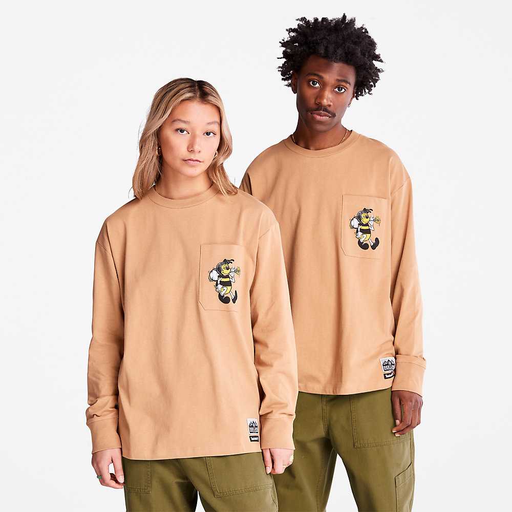 Men's Timberland Bee Line x Timberland® T Shirts Brown | UAE-3257140