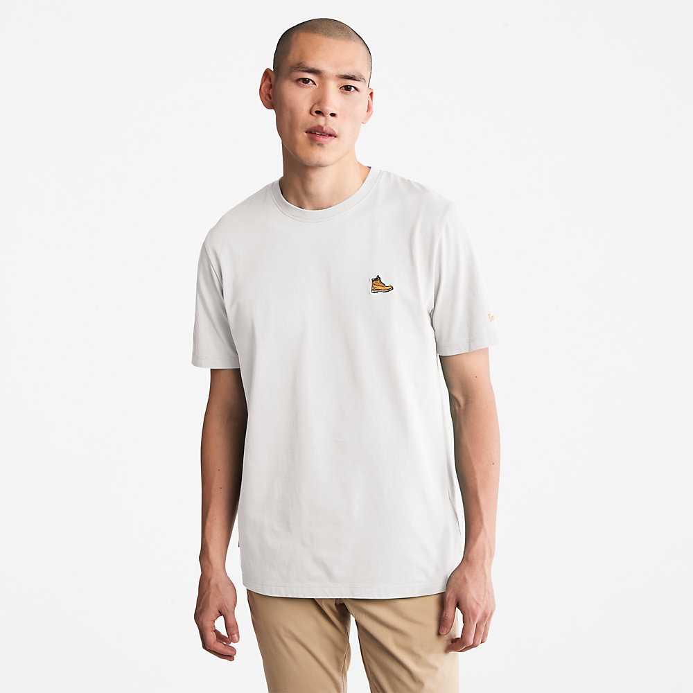 Men's Timberland Boot-Logo T Shirts White | UAE-5214036