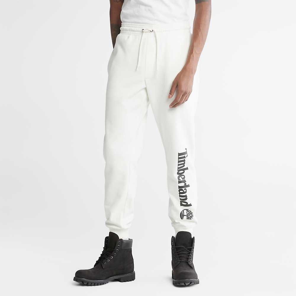 Men's Timberland Core Logo Sweatpants White | UAE-5083921