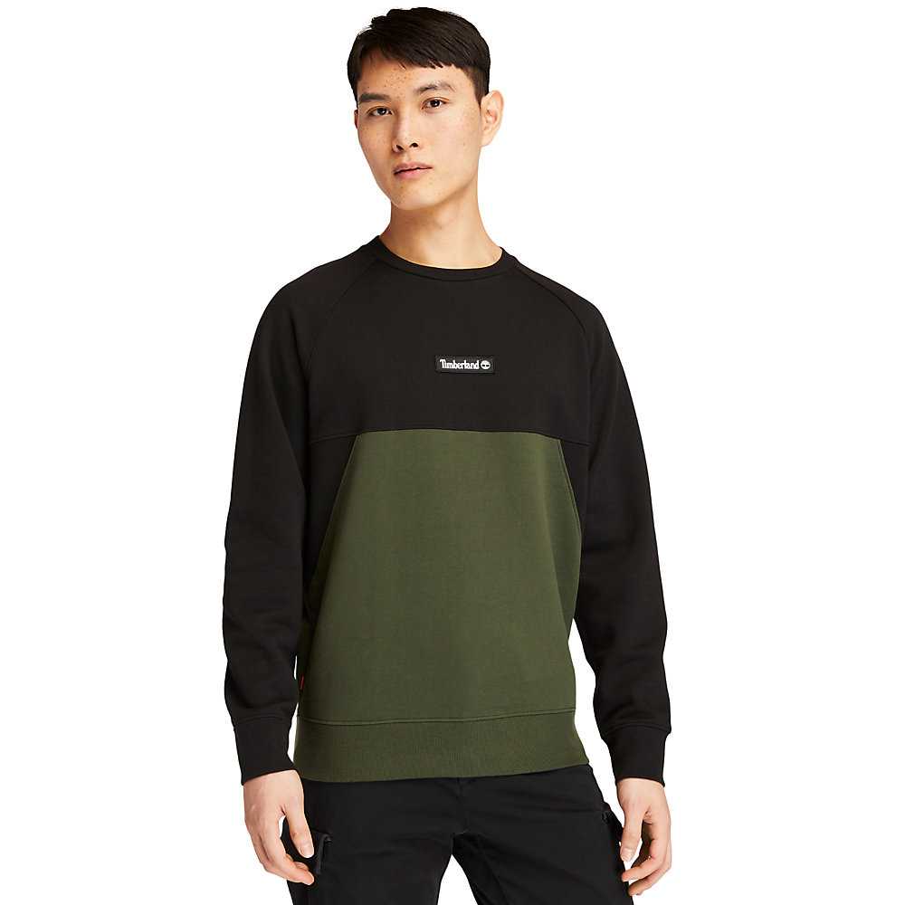 Men's Timberland Cut-and-Sew Sweatshirt Dark Green | UAE-9234586