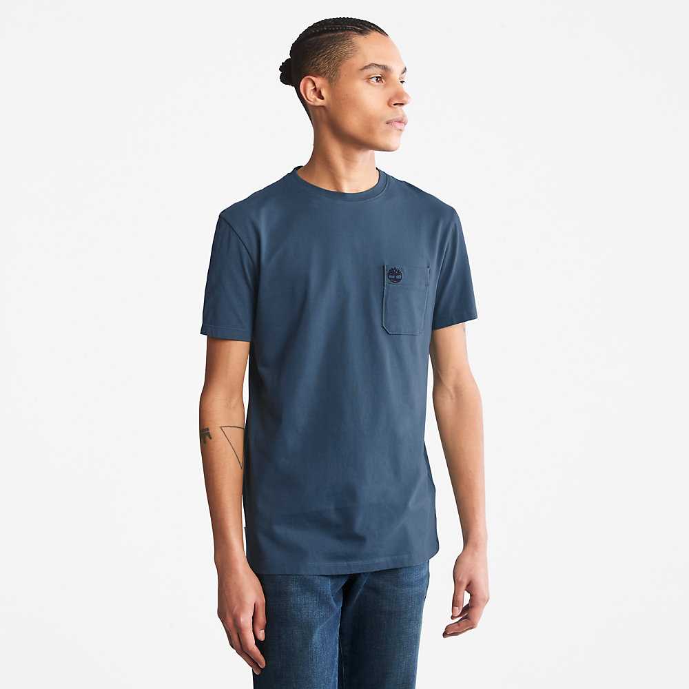 Men's Timberland Dunstan River T Shirts Dark Blue | UAE-0912635