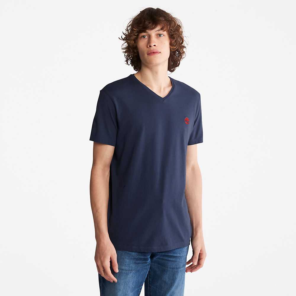 Men's Timberland Dunstan River T Shirts Navy | UAE-2895307