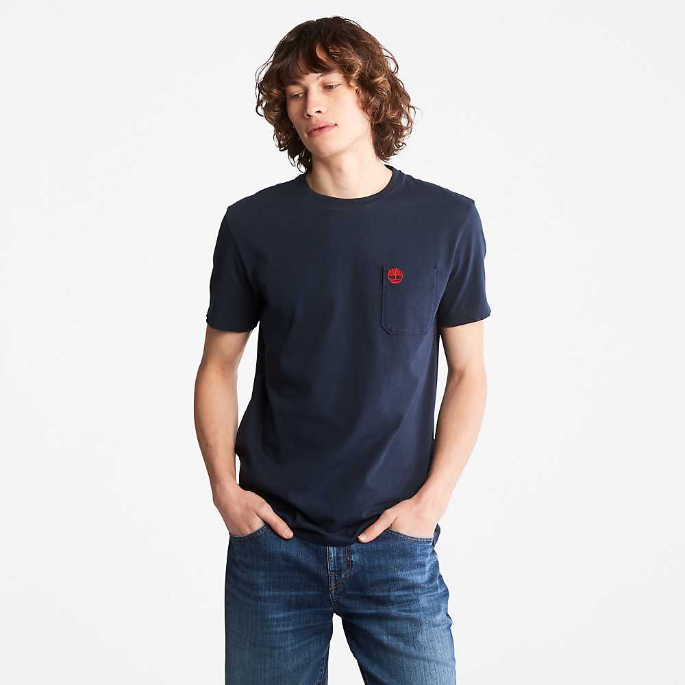 Men's Timberland Dunstan River T Shirts Navy | UAE-4879312