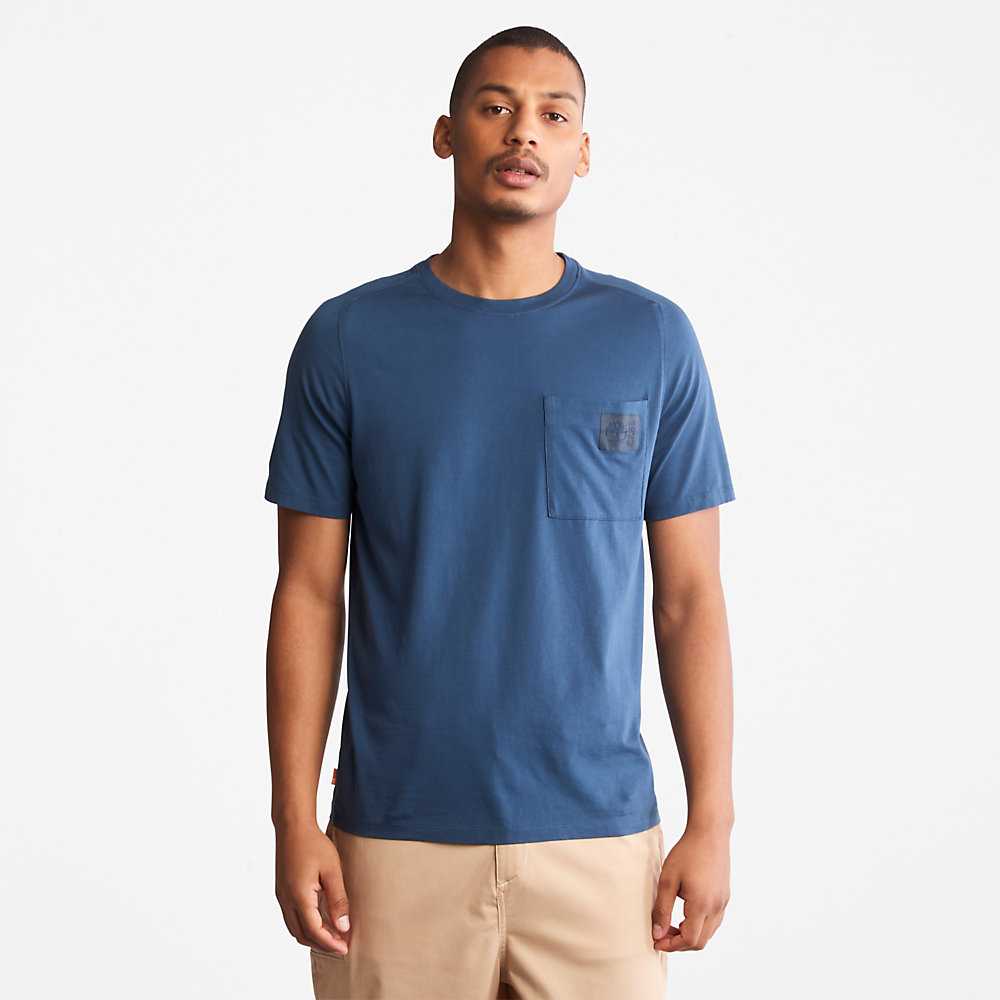 Men's Timberland Eco-Ready Supima® Cotton TimberFresh™ T Shirts Dark Blue | UAE-3614287