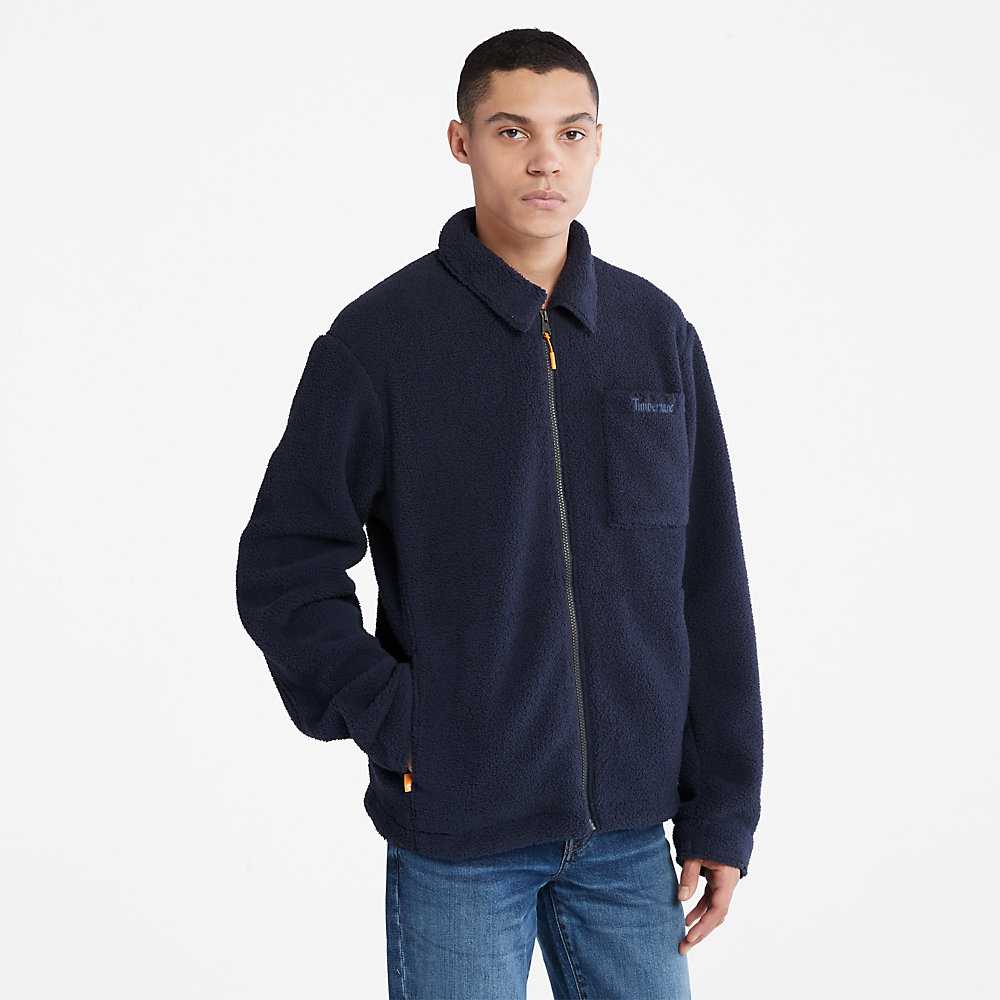 Men's Timberland Fleece Shirts Dark Blue | UAE-1806279