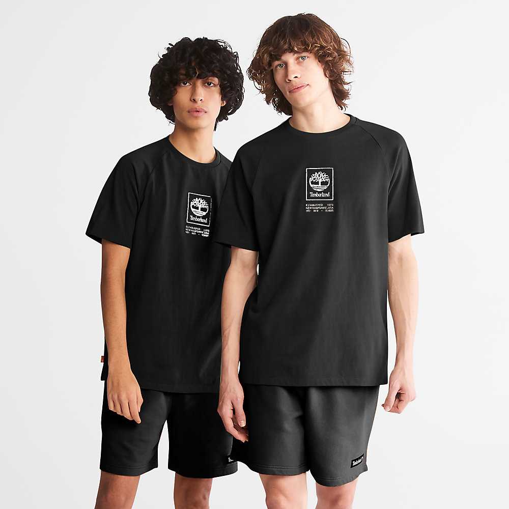 Men's Timberland Heavyweight T Shirts Black | UAE-3529608