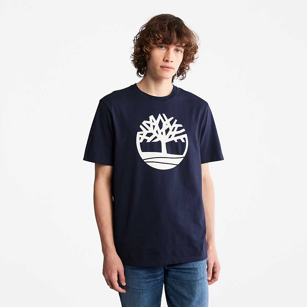 Men's Timberland Kennebec River T Shirts Navy | UAE-6210534