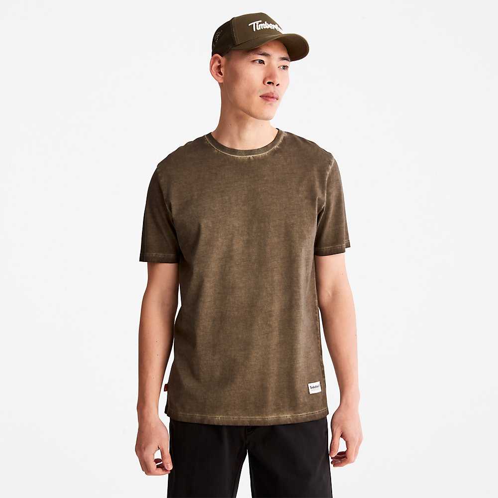 Men's Timberland Lamprey River T Shirts Dark Green | UAE-1694302