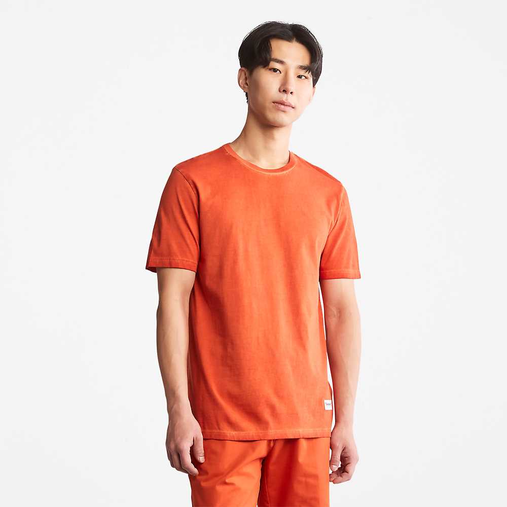 Men's Timberland Lamprey River T Shirts Orange | UAE-6583710