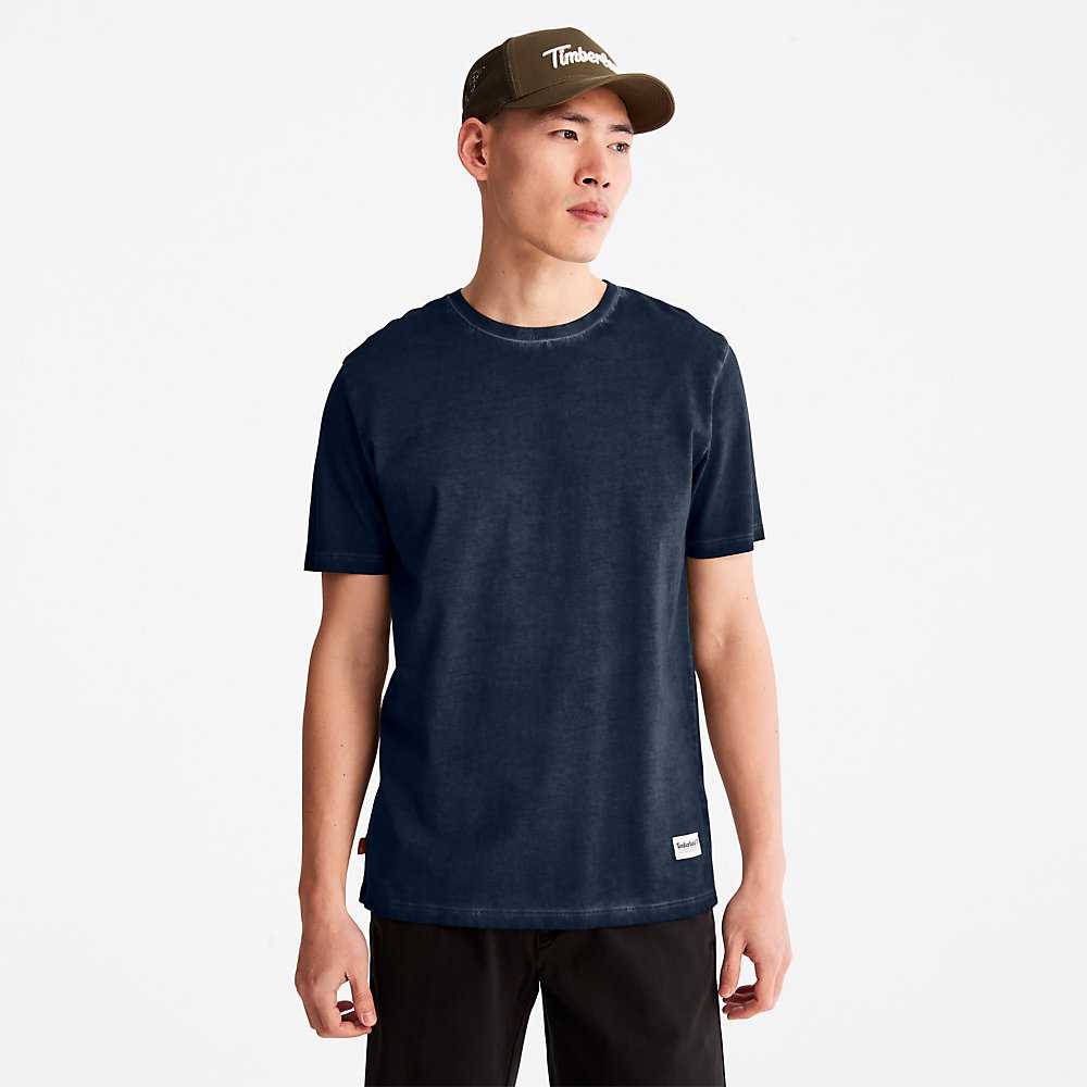 Men's Timberland Lamprey River T Shirts Blue | UAE-9802651