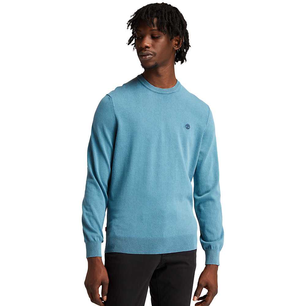 Men's Timberland Lightweight Washed Sweatshirt Blue | UAE-9758240