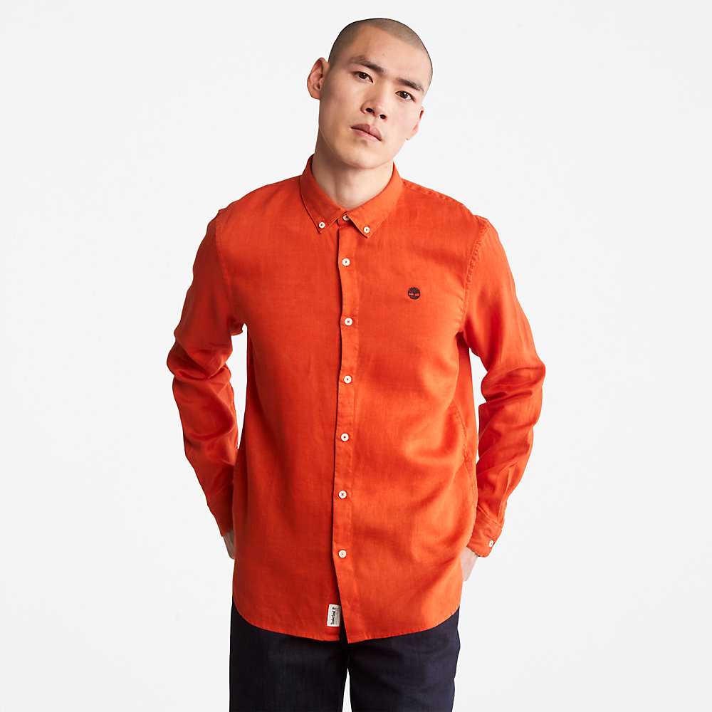 Men's Timberland Mill River Shirts Orange | UAE-5743680