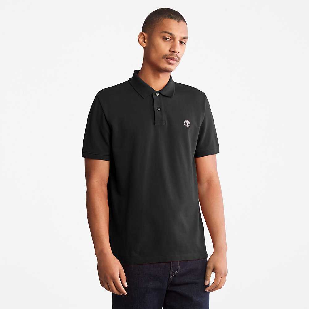 Men's Timberland Millers River Polo Shirts Black | UAE-0369485