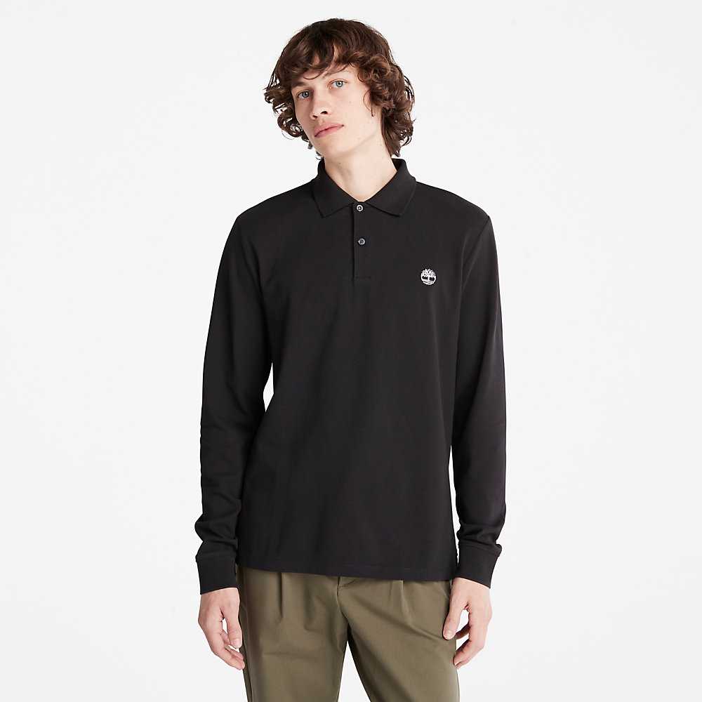 Men's Timberland Millers River Polo Shirts Black | UAE-2105673