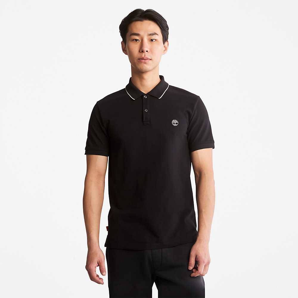 Men's Timberland Millers River Polo Shirts Black | UAE-6104378