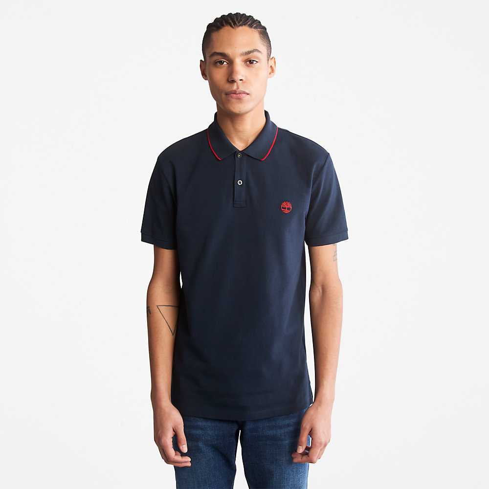 Men's Timberland Millers River Polo Shirts Navy | UAE-6304927