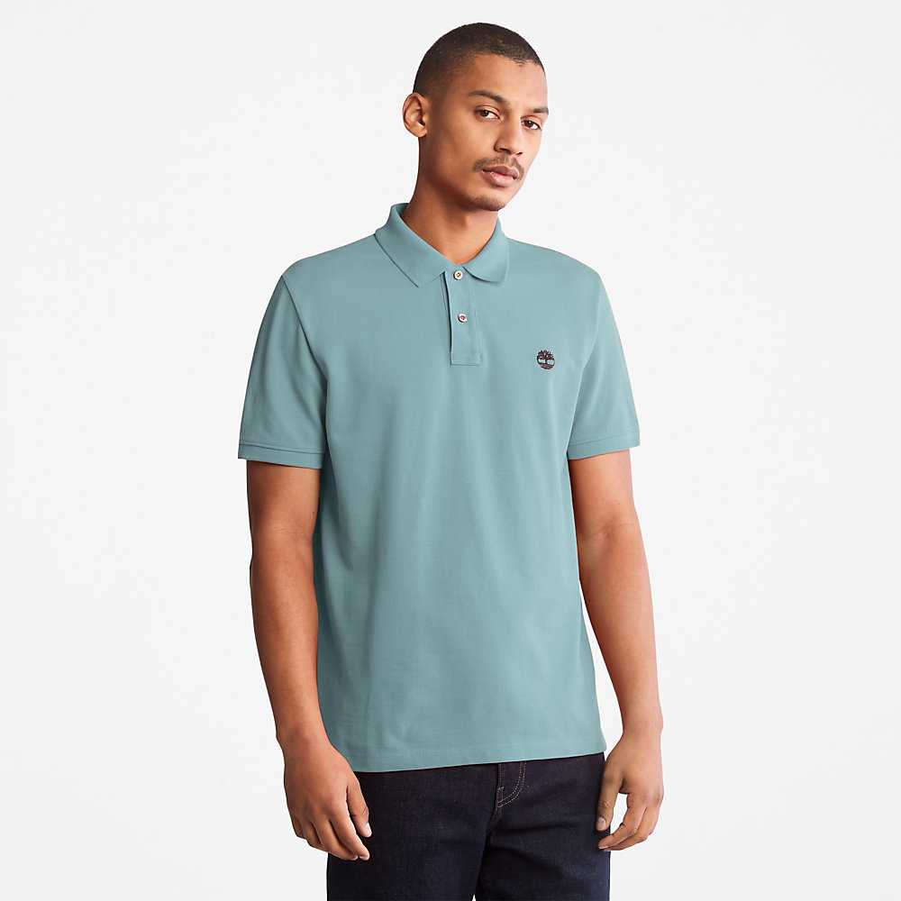 Men's Timberland Millers River Polo Shirts Turquoise | UAE-6925431