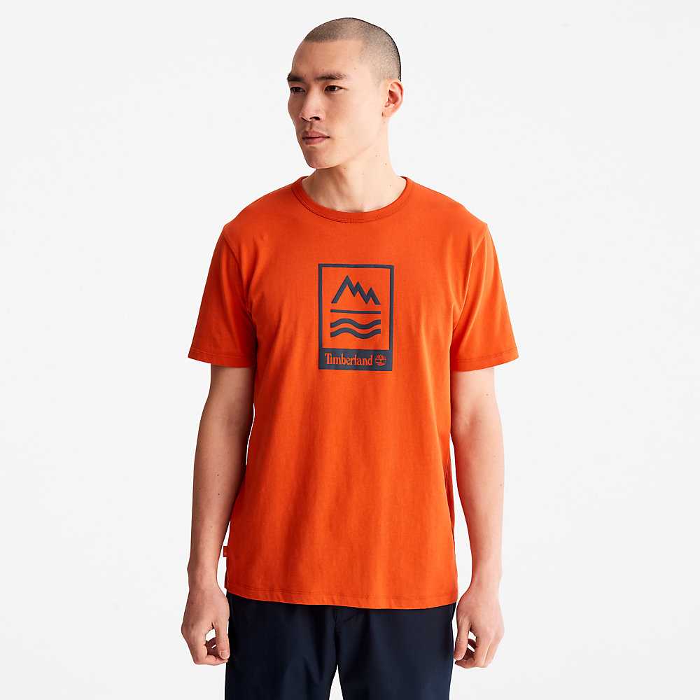 Men's Timberland Mountains-to-Rivers T Shirts Orange | UAE-3265498