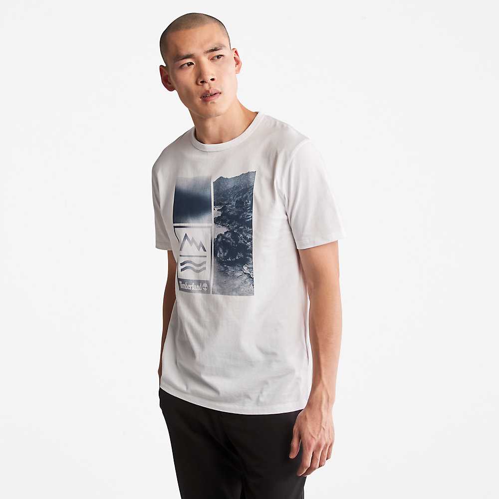 Men's Timberland Mountains-to-Rivers T Shirts White | UAE-6589347