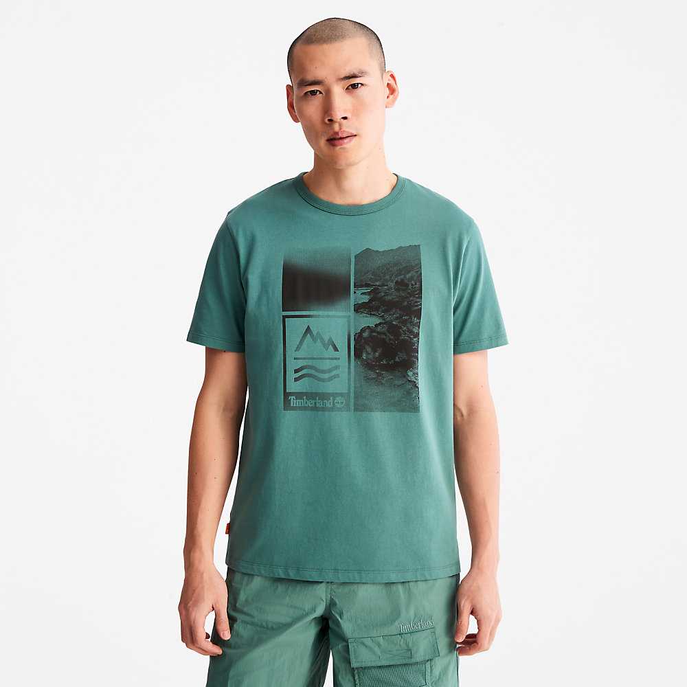 Men's Timberland Mountains-to-Rivers T Shirts Turquoise | UAE-8673905