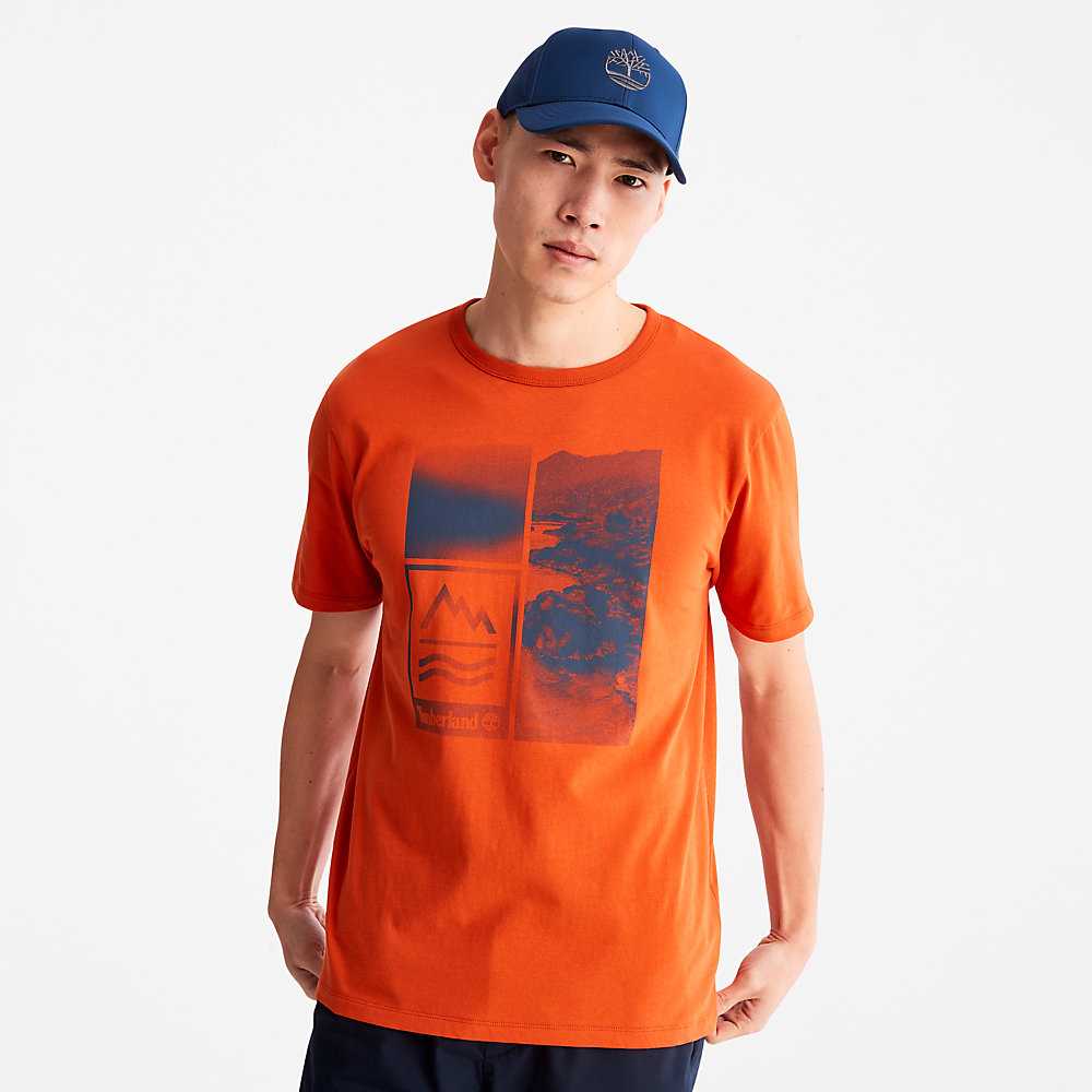 Men's Timberland Mountains-to-Rivers T Shirts Orange | UAE-8675392